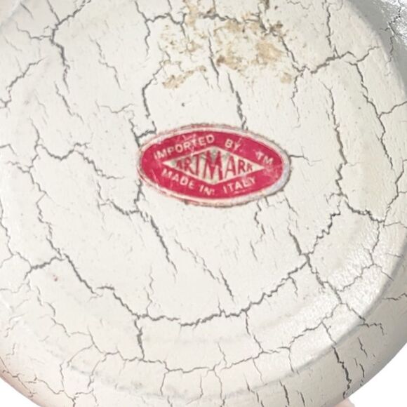 Vintage Italian Wood Crackled Hand Painted Floral & Gold Metal Round Trinket Box - Picture 8 of 8